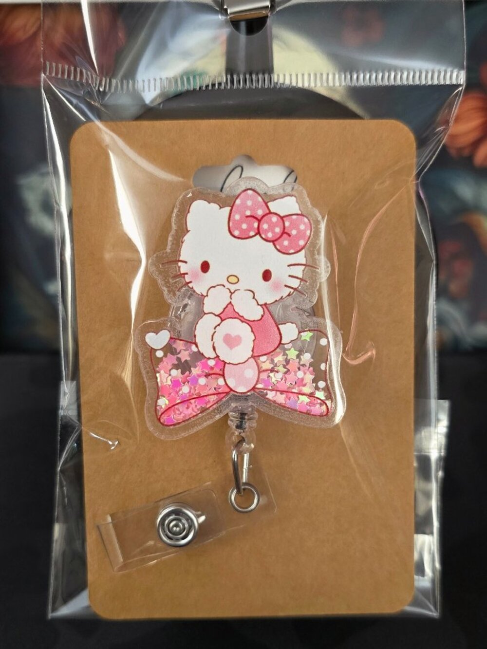 Hello Kitty Shaker Novelty Acrylic Badge Reel ID Holder